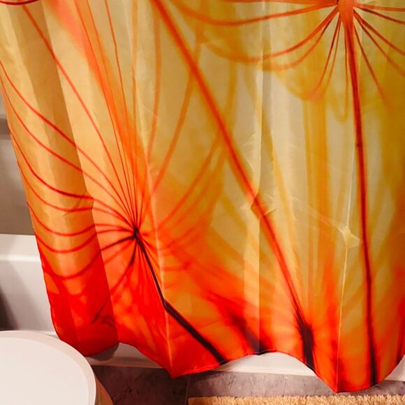 Dandelions Red Orange Yellow Shower Curtain - Picture 3 of 6